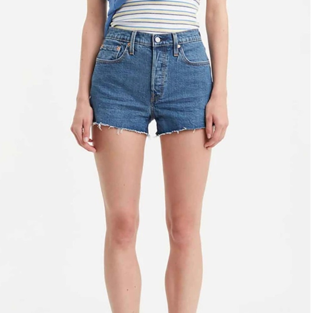 Levi's Blue High-Rise Cutoff Jean Shorts